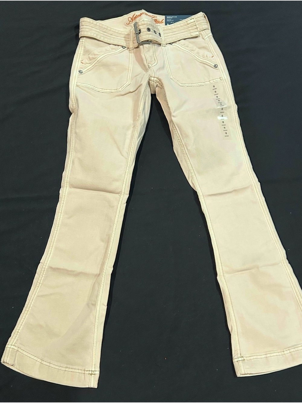 American Eagle Outfitters Cream Wide Leg Jeans with Belt